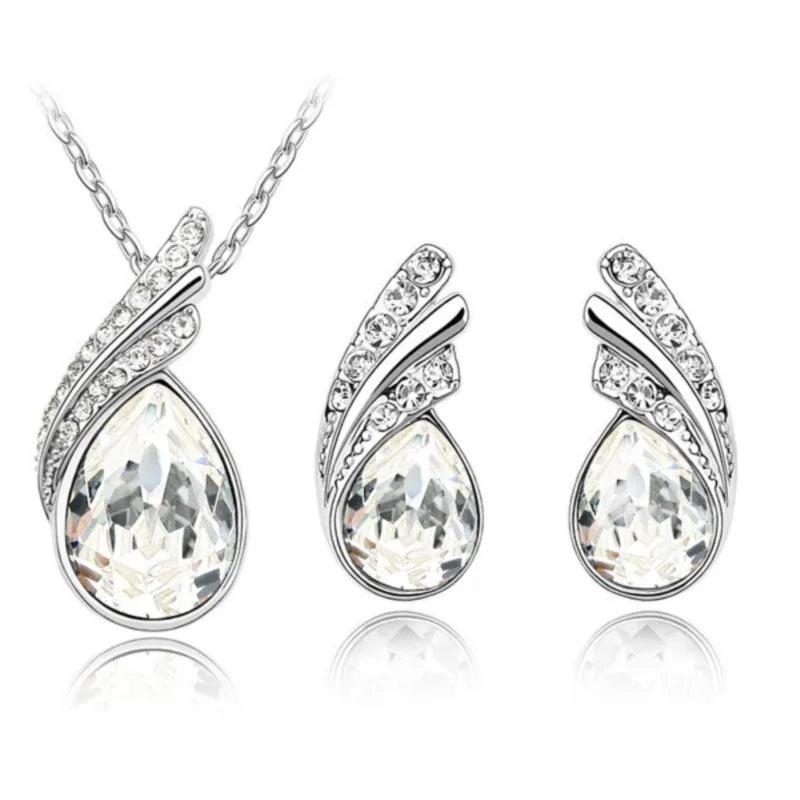 Leaf water feather wings Crystal Pendant Fashion Jewelry sets lover girl dropshipping AAAA+ quality cute romantic birthday gifts Leaf water feather wings Crystal Pendant Fashion Jewelry sets lover girl dropshipping AAAA+ quality cute romantic birthday gifts